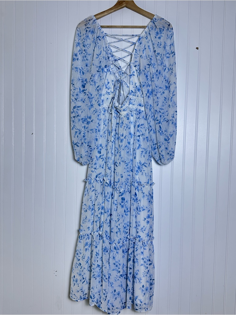 Altar'd State Billy Patchwork Floral Maxi Dress L Romantic Chiffon Boho - Picture 7 of 12